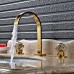 Rozin 3 Holes Widespread Bathroom Sink Faucet Crystal Knobs Vanity Basin Mixer Tap Gold Polished - B075QCRTV5